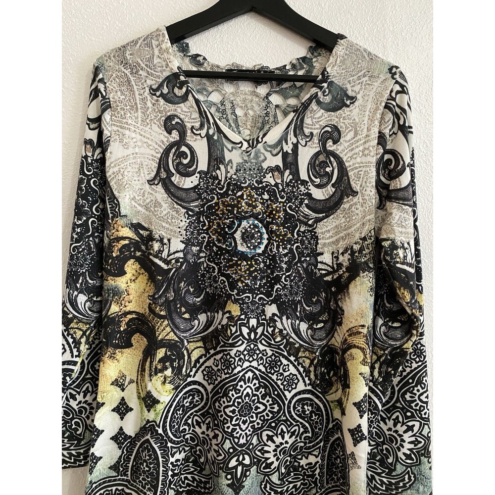 Temptation Women’s Romantic Lace Back Tunic Top L Made in Italy H2 Designer